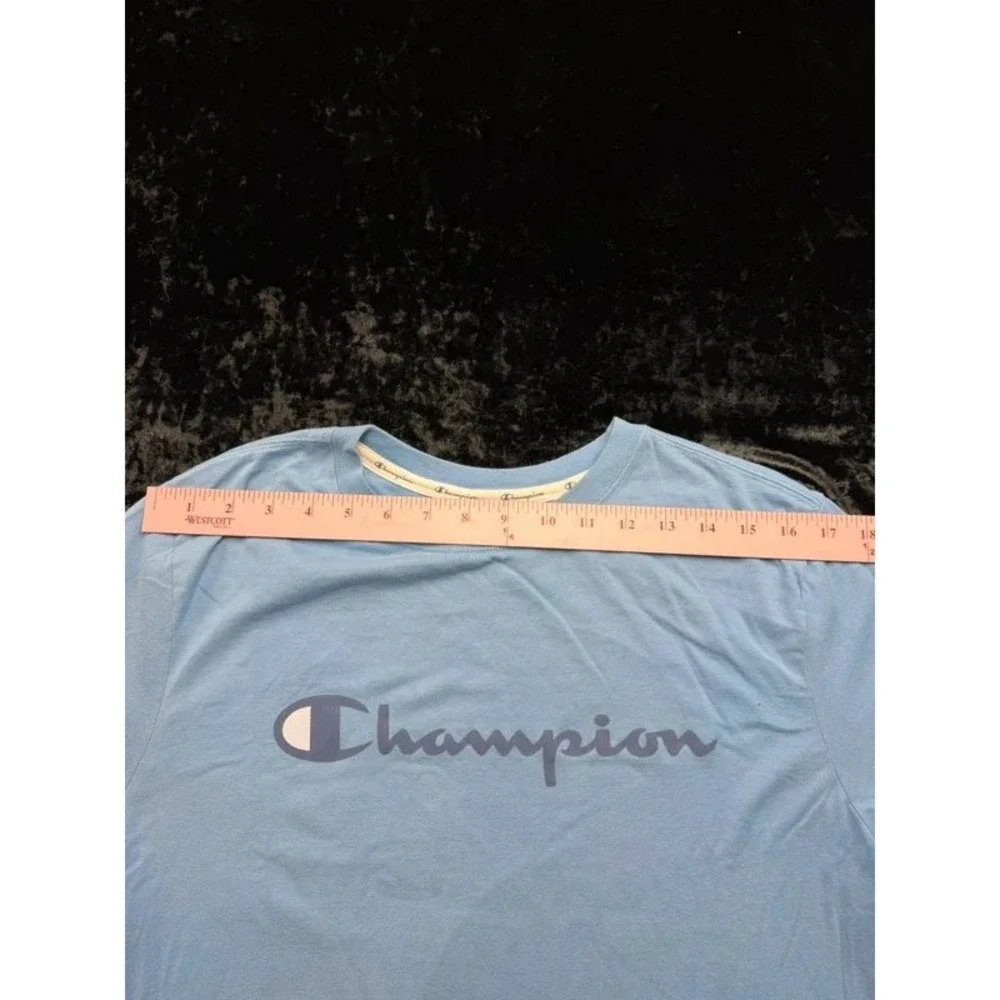 Champion Women's XL Long Sleeve T Shirt Light Blue Script Logo GT17H